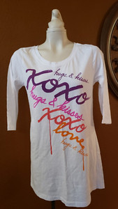 VTG XOXO Size Large White Nightgown 3/4 Sleeved LOVE