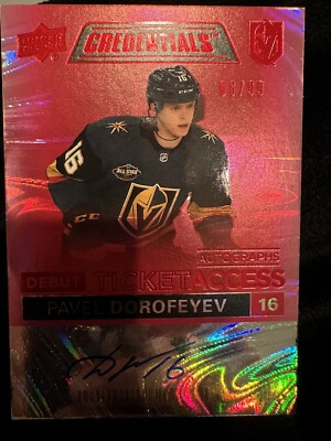 2021-22 Credentials Hockey Pavel Dorofeyev DTAA-PD Debut Ticket Auto Red /99 SP