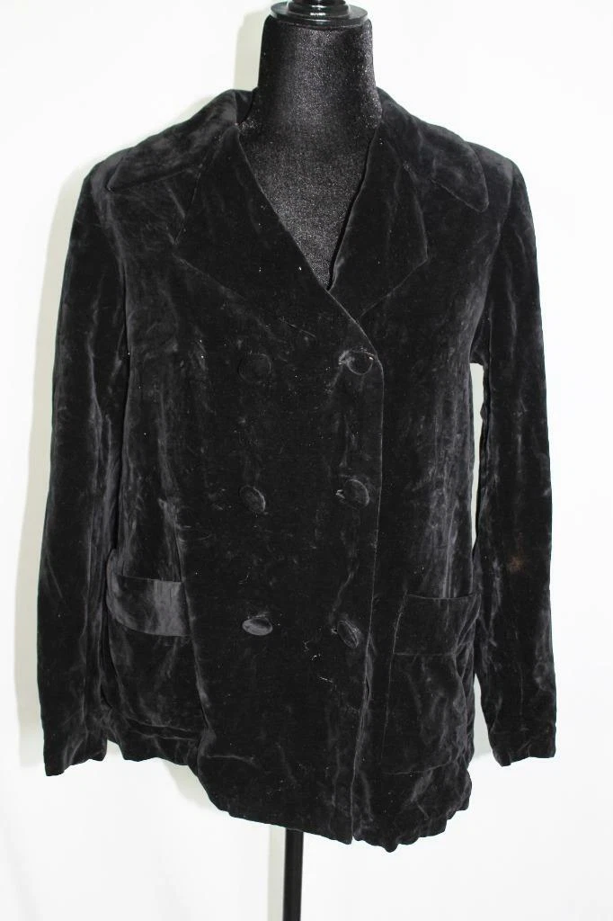 RARE FRENCH VINTAGE 1920'S-1930'S BLACK VELVET JACKET SIZE MEDIUM