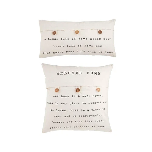 Mud Pie Welcome Home Button Pillow - Thumbnail 3