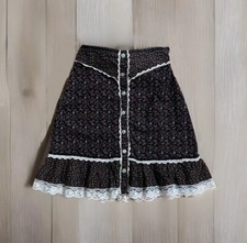 Vintage 1970  s SPARKLE Skirt Girls 4T/5T Prairie Floral Button Front Lace Trim