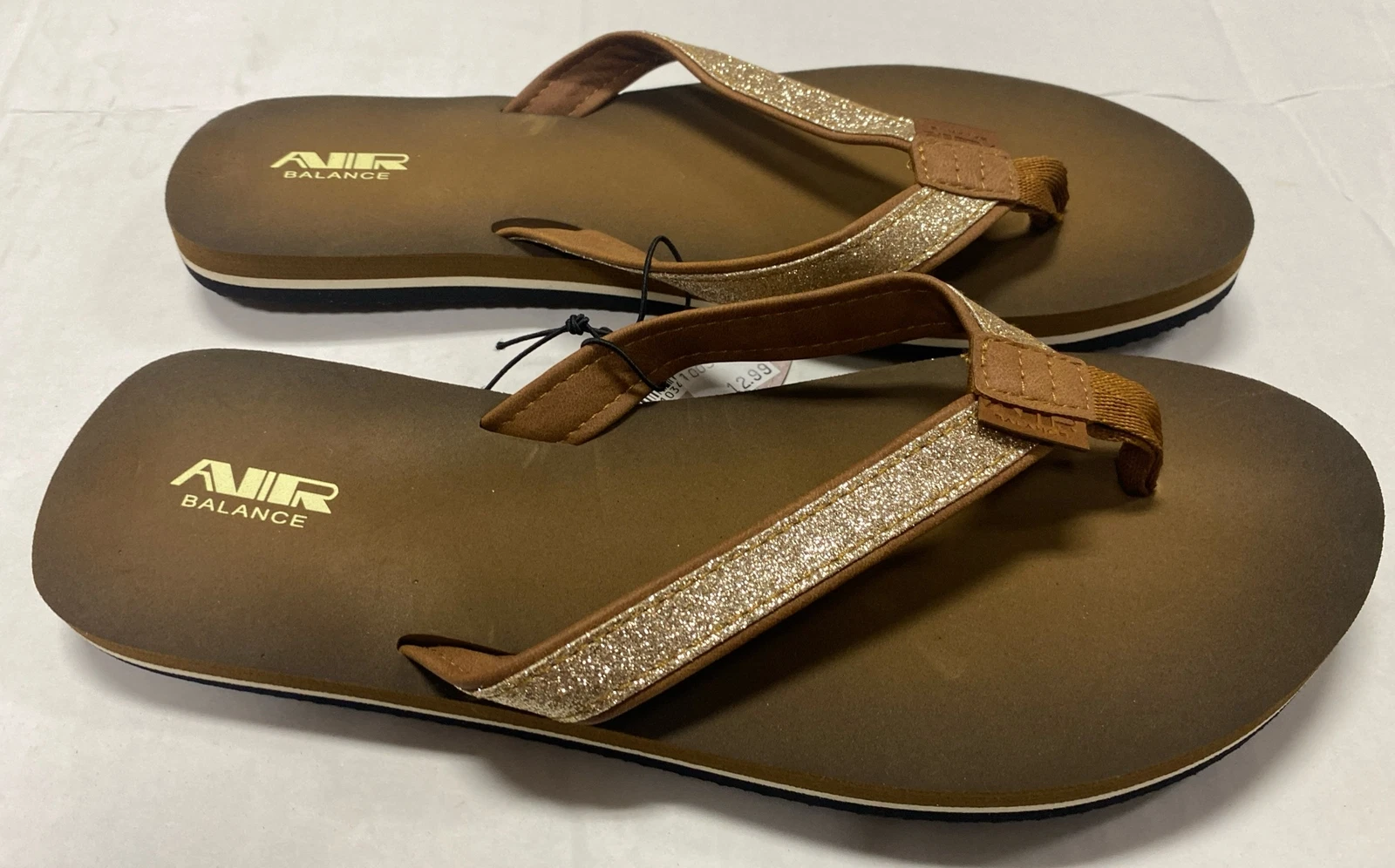 NEW BALANCE Sandali infradito Air Balance marrone chiaro glitter taglia 10