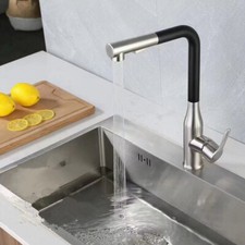 Brushed Black Kitchen Faucet Stainless Steel Sink Mixer Tap Pull Out Sprayer