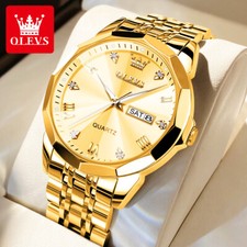 OLEVS Luxury Mens Quartz Watch Business Luminous Date Stainless Steel Wristwatch