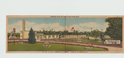 Double wide Foldout Postcard~Gloucester City NJ~Rose Haven Motel~Map