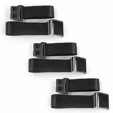 Ford 1941 - 1948  Airplane 2pt Black Lap Bench Seat Belt Kit - 3 Belts SafTboy 