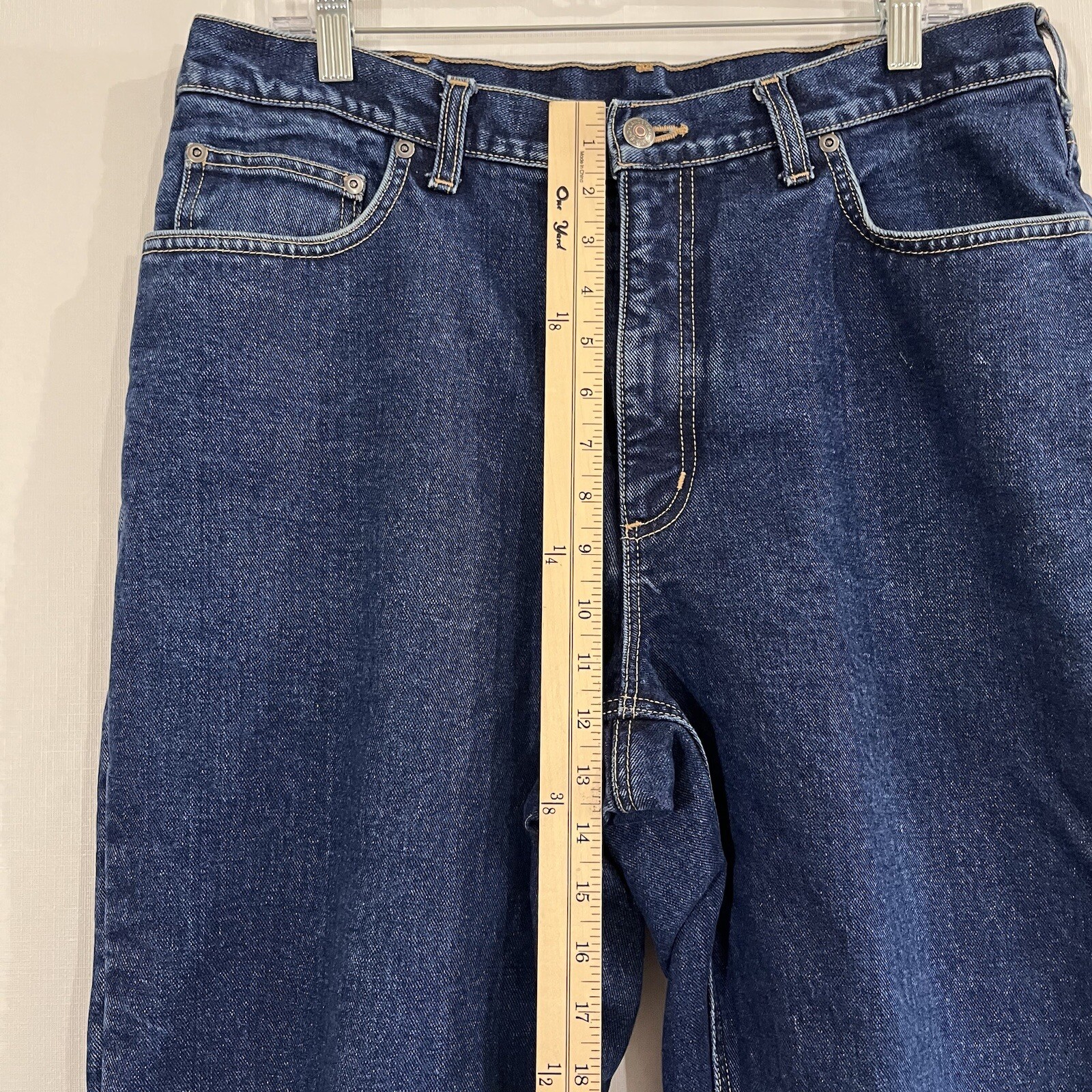 Lands End Jeans Mens 34X29 Blue Straight leg Flannel Lined Square Rigger Denim eBay