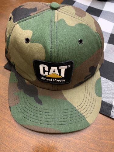 Vintage Trucker Hat Cat Diesel Power Patch Camo To