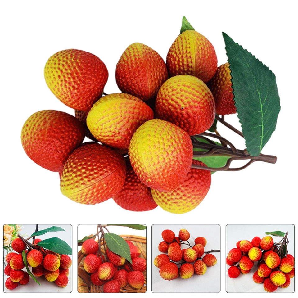 2 Bunches of Artificial Fruit Fake Litchi Model Vivid Artificial Fruit