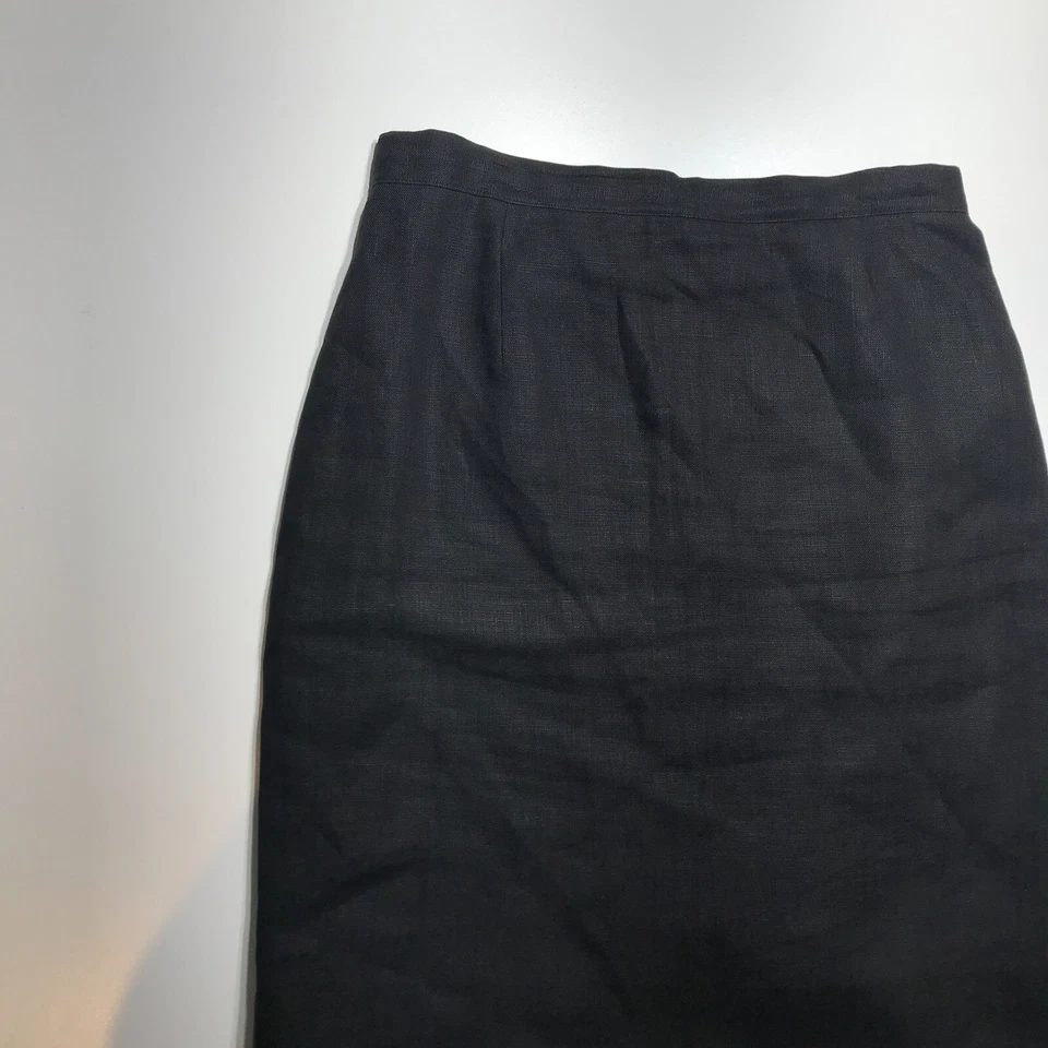 Falda De Colección Ungaro Solo Donna Mujer Talla 46/12 Negro Lino Lino Lino Lápiz Italia Foto 4 de 4