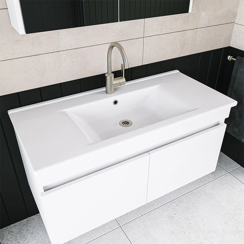 Roomart Badezimmermöbel Set ATRIA 3-teilig  65 cm, 85 cm , 100 cm Weiß Badmöbel - Bild 3 von 4