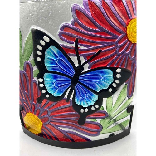 Butterfly Art GLass Votive Candle Holder 9.5 x 10" Multicolor - Picture 2 of 6