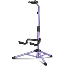 CAHAYA Folding Universal Guitar Holder - Floor Stand for Acoustic, Purple 