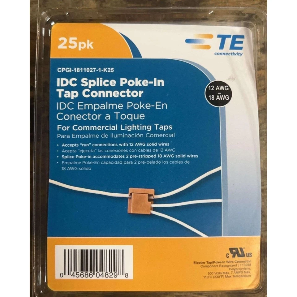 TE Connectivity Electrical Connector 25pk CPGI-1811027-1-K25 Lighting Wire Tap - Image 3 of 4
