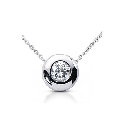 0.21ct F-VS2 Round Cut Earth Mined Certified Diamond 14k Gold Solitaire Pendant