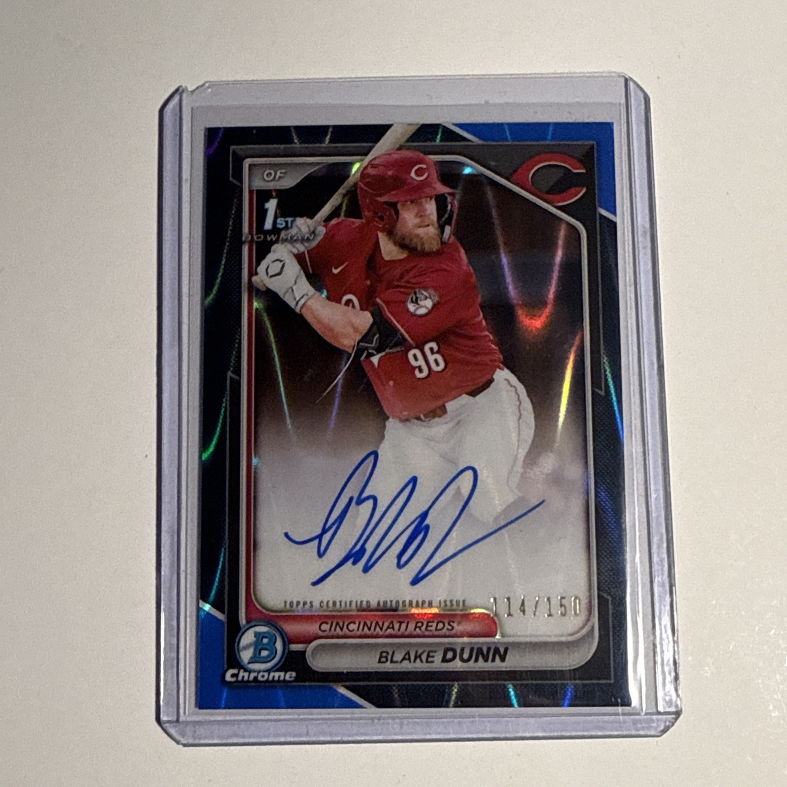 BLAKE DUNN 2024 BOWMAN CHROME 1ST BLUE RAYWAVE REFRACTOR AUTO /150 Q4782