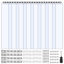 Clear PVC Strip Curtain,84 in Height x 48 in Width x 0.08 in Thickness,8 PCS W