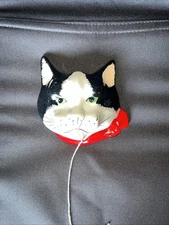 Vintage Babbacombe Pottery Tuxedo Cat String & Scissor Holder Laureston England