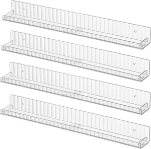 Floating Book Shelf for Wall 4 PCS Clear Acrylic Wall Bookshelf for Kids Room - Picture 1 of 6