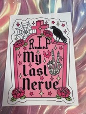 Rip my last nerve tombstone pink sticker