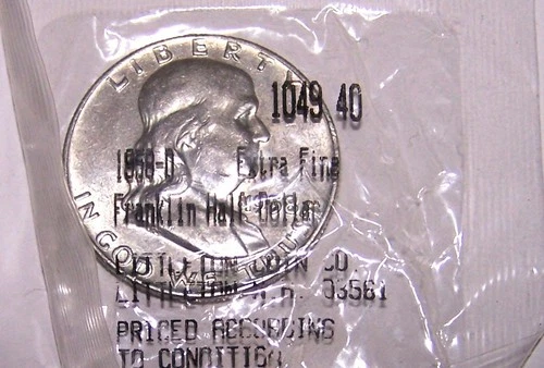1958 D Extra Fine Uncirculated Franklin Half dollar 90% Silver