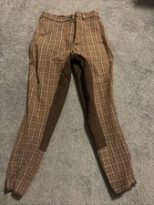 Royal Highness Brown Plaid Full Seat Breeches 30 L