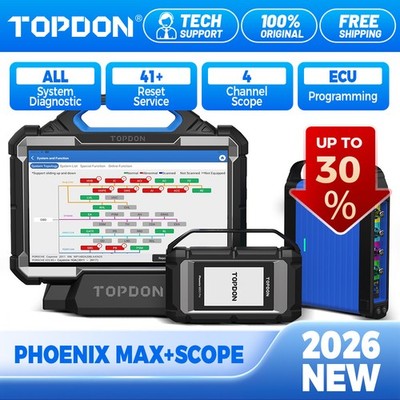 2026 TOPDON Phoenix Max Diagnostic Scanner + 4CH Oscilloscope J2534 ECU Coding