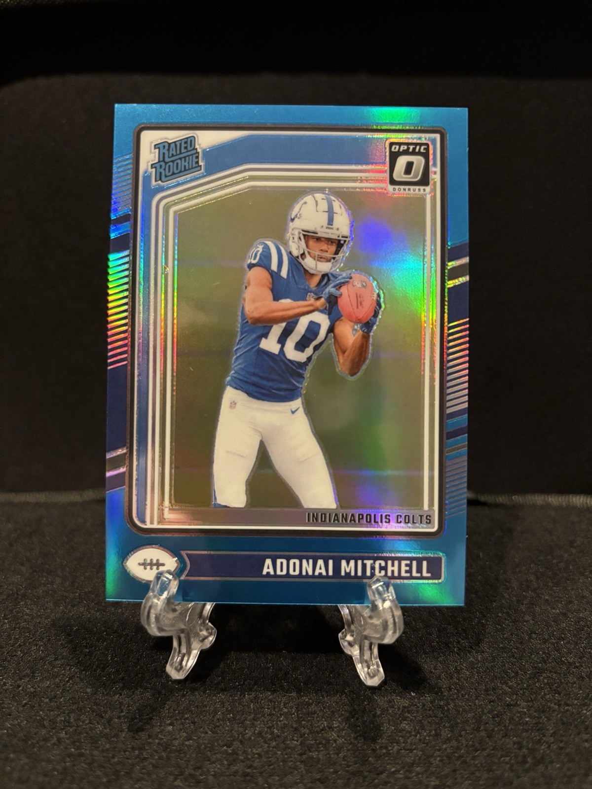Adonai Mitchell 2024 Donruss Optic #203 Rated Rookie Aqua Prizm #198/299 Colts