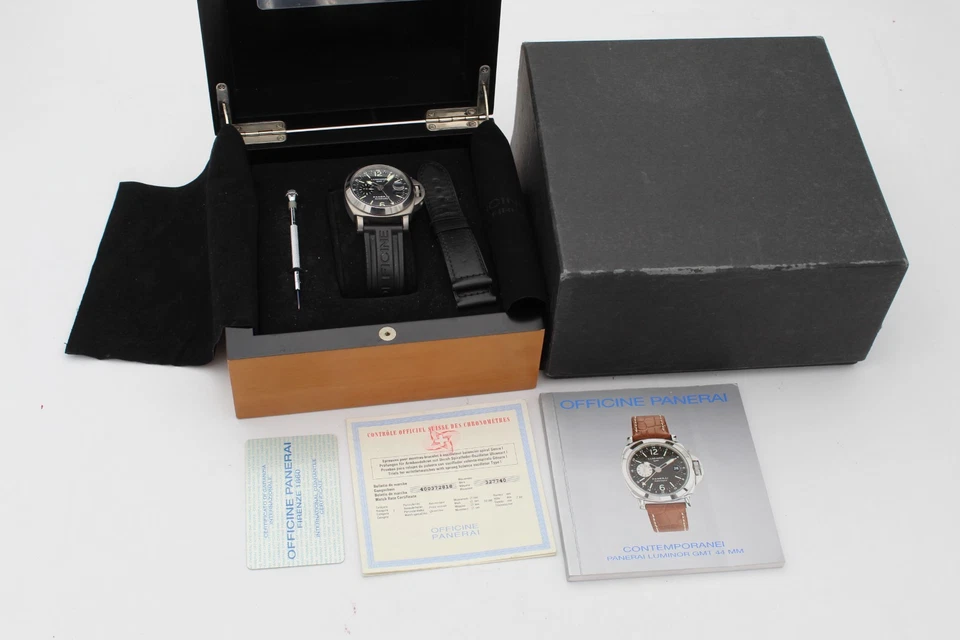 [2855] Panerai Luminor GMT PAM00089 44mm - Titan Box&Papiere 2007 Grau Gut - Bild 2 von 4