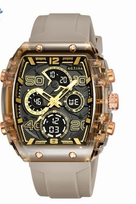 Activa x Invicta Digital Essential Men s Watch 45mm Apricot Rubber Strap