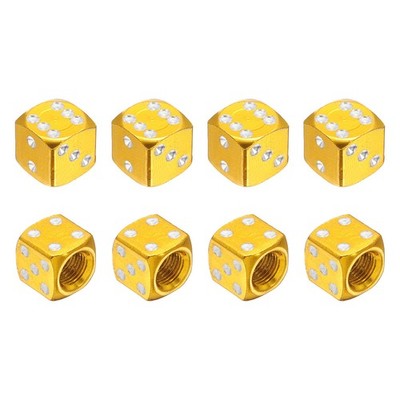 Dice Tire Valve Stem Caps, 8PCS Universal Tire Valve Stem Covers, Gold