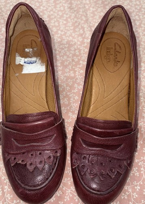 #ad Clark’s Indigo Block Heel Oxblood 6.5 Leather Preppy Career City Comfort Classic $14.69
