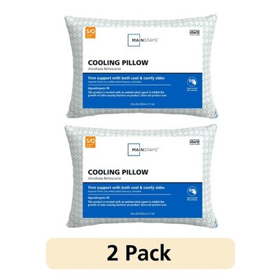 Mainstays 2 Pack Cooling Bed Pillows Standard Queen Firm Hypoallergenic White