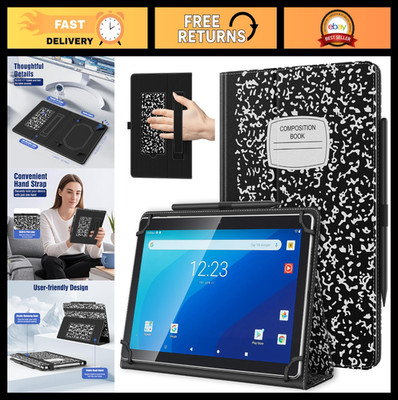 Universal 10.1'' Tablet Case with Pen Loop, Lightweight Folding Stand & Hand Stra