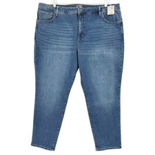NWT Terra  Sky Women's Straight High Rise Stretch Blue Denim Jeans Plus Sz 26WP