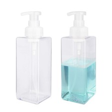 Foaming Soap Dispenser, 22oz Plastic Refillable Pump Bottle, 2 Pack, Clear