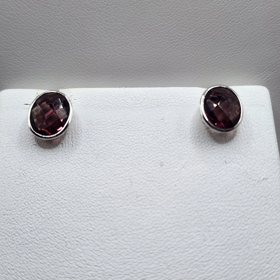 NUEVO Juego de colgantes y pendientes de plata de ley 925 enchapados en rodio circonitas púrpuras Foto 3 de 4