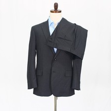 Brooks Brothers 40R 34x27 Gray Full Suit Stripe 2-Button Wool