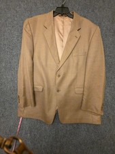 Stafford Blazer Sport Coat Mens 46R Brown Silk Wool Check Tweed Jacket