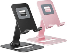 2 Pack Dual Folding Cell Phone Stand, Fully Adjustable Phone Holder for Desk, Co