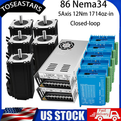 Nema34 Closed-loop 86 Step Motor 12Nm 1714oz-in 6A Hybrid Servo Driver CNC Kit