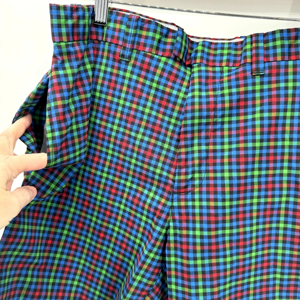 Callway 高尔夫短裤男式 32(32x10 实际)蓝色绿色红色格子运动服 — 第 3/4 张图片