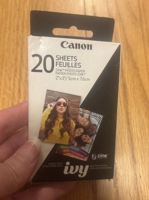 Canon ZINK Photo  Paper 2'' x 3'' for Canon Ivy mini photo printers 20 Sheets