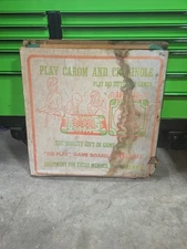 Vintage Merdel Carrom & Crokinole Wood Game Board "Play 100 Games" 28” Square