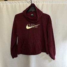 Nike Womens Cowl Neck Hoodie Sweatshirt Oversized Burgundy Sz- M 2912