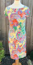 Ralph Lauren Stretch Multicolour Paisley Shift Dress Size XS Charity Sale