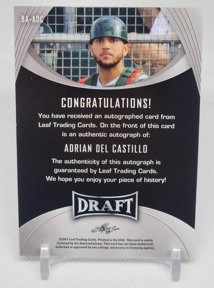 2021 Leaf Metal Draft Adrian Del Castillo Rookie XRC Auto #BA-ADC - Image 2 of 2