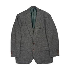 Vtg Harris Tweed Made in USA Scottish wool half lined sport coat blazer mens 44L