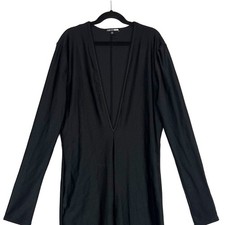 Fashion Nova Black Plunging V Neck Long Sleeve Jumpsuit Women L
