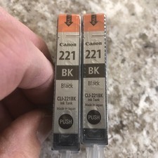 2 Pack Genuine Canon 221 Black Ink Cartridges CLI-221BK OEM Factory Sealed